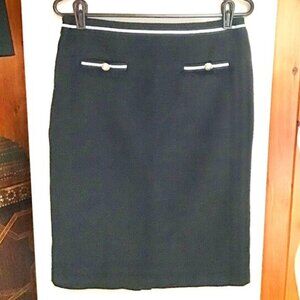 TALBOTS Black Tweed Faille and White Grosgrain Nautical Classic Skirt – 6